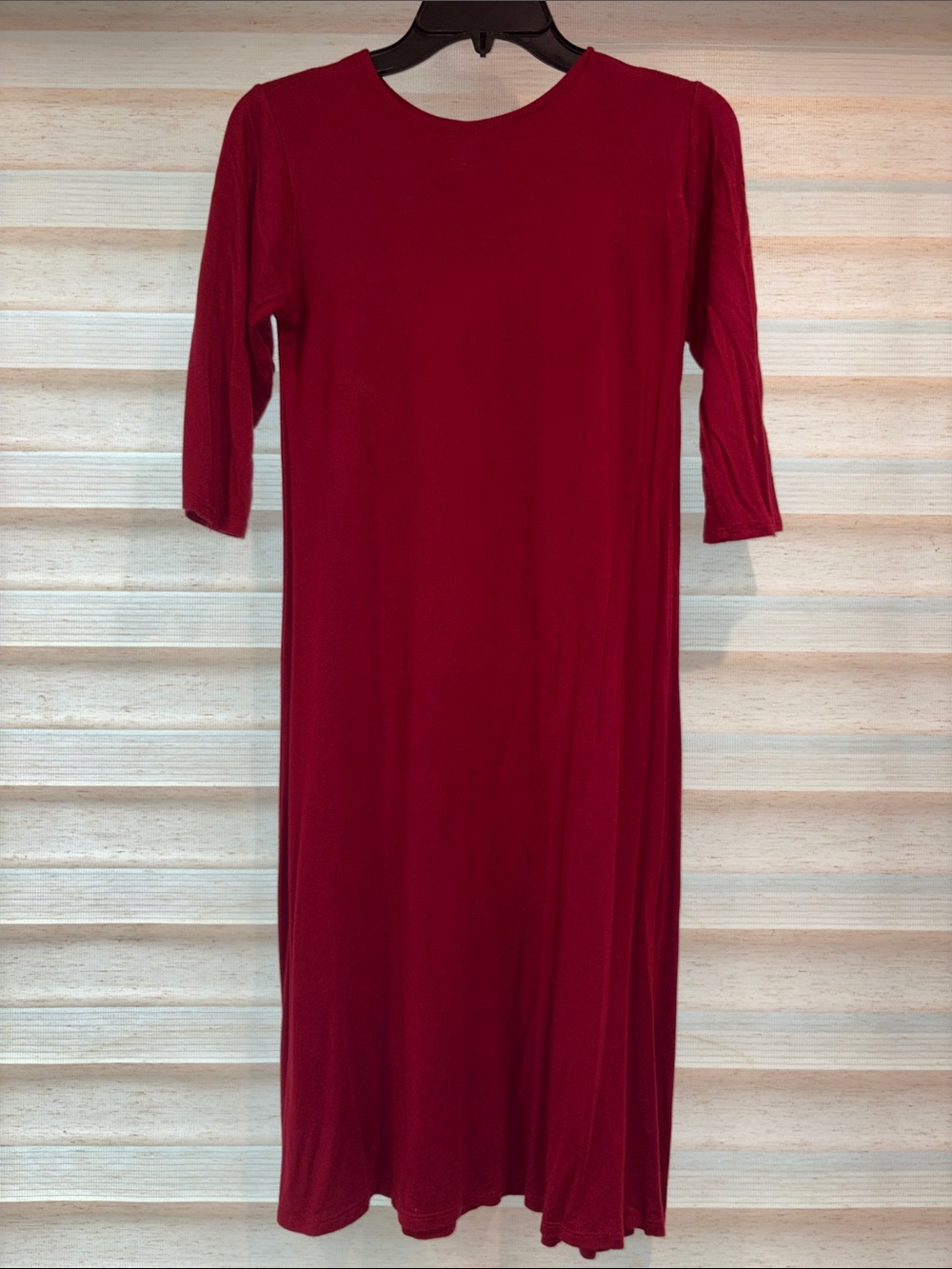 Lauren Michelle Burgundy Midi Dress with Elbow Sleeves